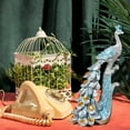 thumbnail image 6 of 2 Pieces Resin Peacock Sculpture Animal Model Silver Decor Handpainted Ornament for Office and Housewarming, 6 of 9