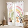 thumbnail image 3 of Feelyou Cartoon Fox Bear Blackout Curtains Set of 2 (52x84 Each), Cartoon Dreamy Rainbow Window Curtains, Pink Butterfly Flower Curtains and Drapes, Curtains and Drapes Room Decor, 3 of 6