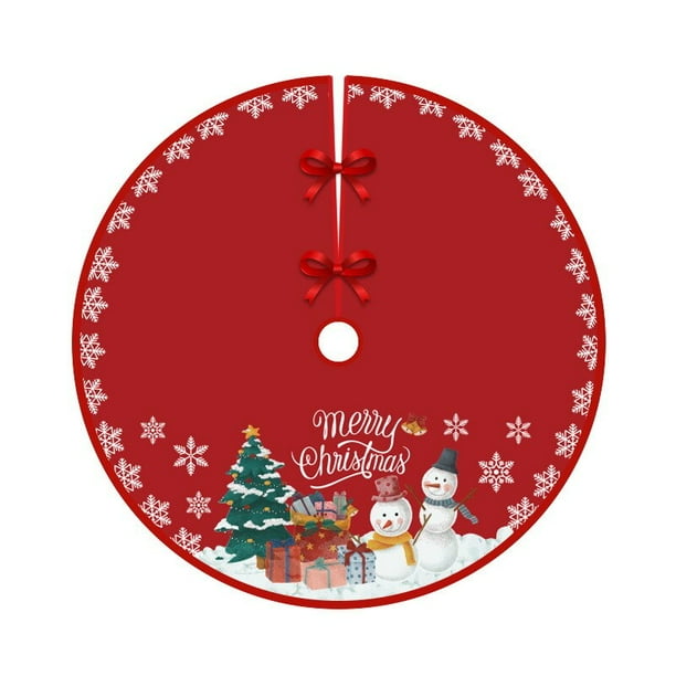 Falda de árbol de Navidad de 90cm, alfombra de árbol de Navidad de copos de nieve de Papá Noel, decoración de Feliz Navidad para el hogar, adornos de Año Nuevo 2023