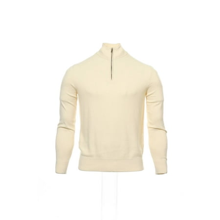 tommy hilfiger men's ivory gradient half zip sweater