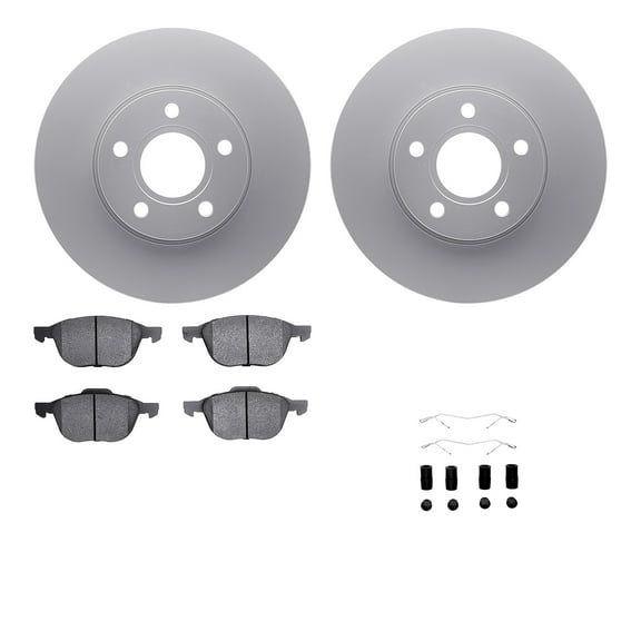 Dynamic Friction Company Front Geospec Brake Rotors with 5000 Euro Ceramic Brake Pads includes Hardware 4612-54017