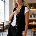 thumbnail image 4 of Iyufng Women's Solid Color Summer Outfits 2 Piece Button Down Vest Top and Casual Pants Set with Pockets, 4 of 9