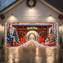 Festive Design Merry Christmas Winter Wonderland North Pole Entrance Decorative Banner for Holiday Decoration Family Gathering Winter Event