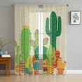 Cactus Plant Succulent Tropical Plant Sheer Curtains for Living Room