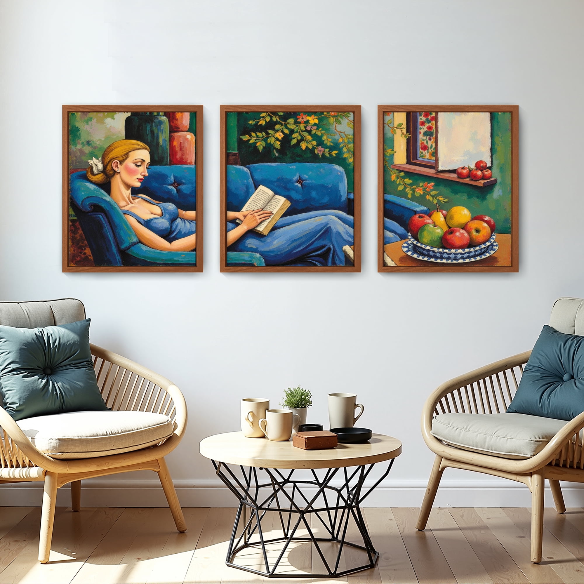 MAYEERTY Modern Abstract Wall Art Painting, Living Room Decor, Brown MDF Frame, 23.6"x15.8"