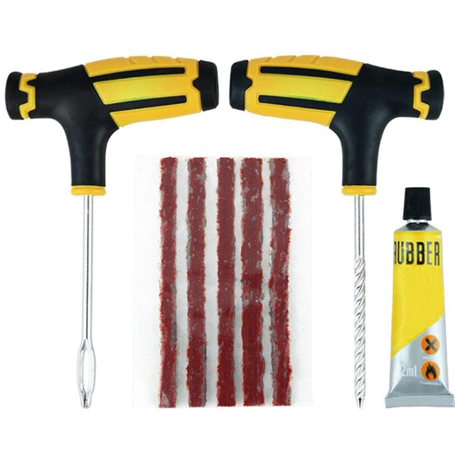 Soumake Bouchon de Perceuse pour Pneu Tubeless de Voiture Bande de Caoutchouc Colle Outils de Réparation de Crevaison Kit