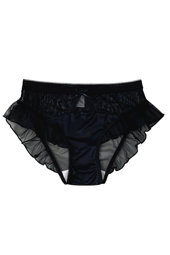 Women's Seamless Panty High Waist No Show Invisible Ruffle Ice Silk Stretch Soft Underwears Bikini Underwear Hipster