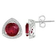 thumbnail image 2 of Sterling Silver with Ruby and White Topaz Halo Stud Earrings, 2 of 3