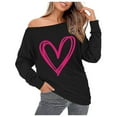thumbnail image 2 of Neewe Woman’s Sweatershirt Heart Print Causal Blouse Off The Shoulder Long Sleeve Loose Slouchy Pullover Plus Size Tops, 2 of 4