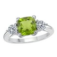 thumbnail image 2 of Mauli Jewels Rings for Women 2.15 Carat Diamond And Cushion Cut Peridot Ring 4-prong 14K White Gold, 2 of 6