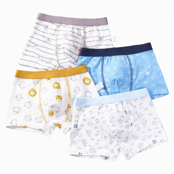WUANDIXFA Potty Training Underwear for Boys 4 Pack for 2-16 Years, Organic Cotton Toddler Boxer Briefs, Seamless Soft Kids Underwear for Little Boys Blue,2-3 Years