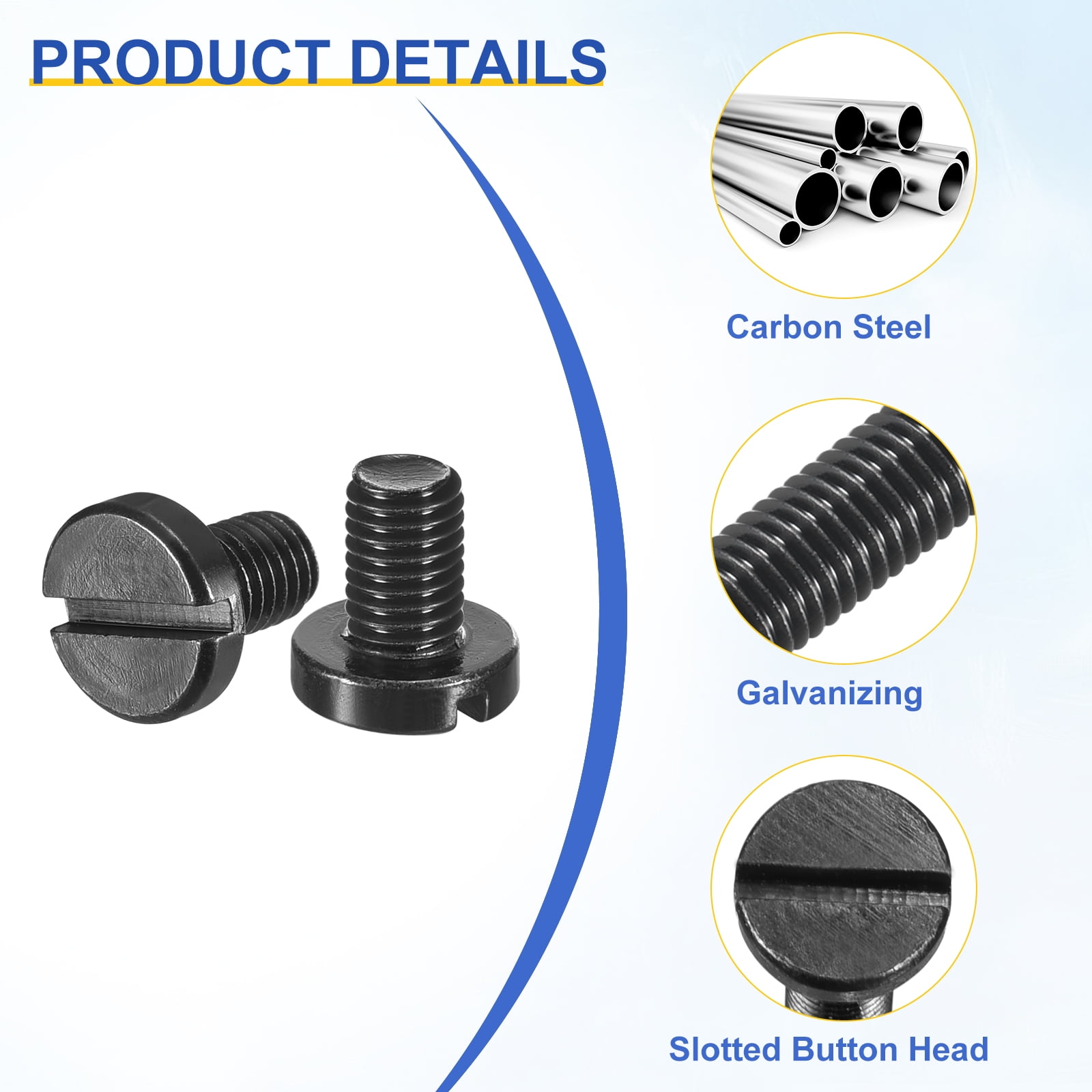 Uxcell Black Oxide Slotted Button Head Screws,100Pcs 8-40 x 1 4"  Carbon Steel Machine Screw for Furniture Installation