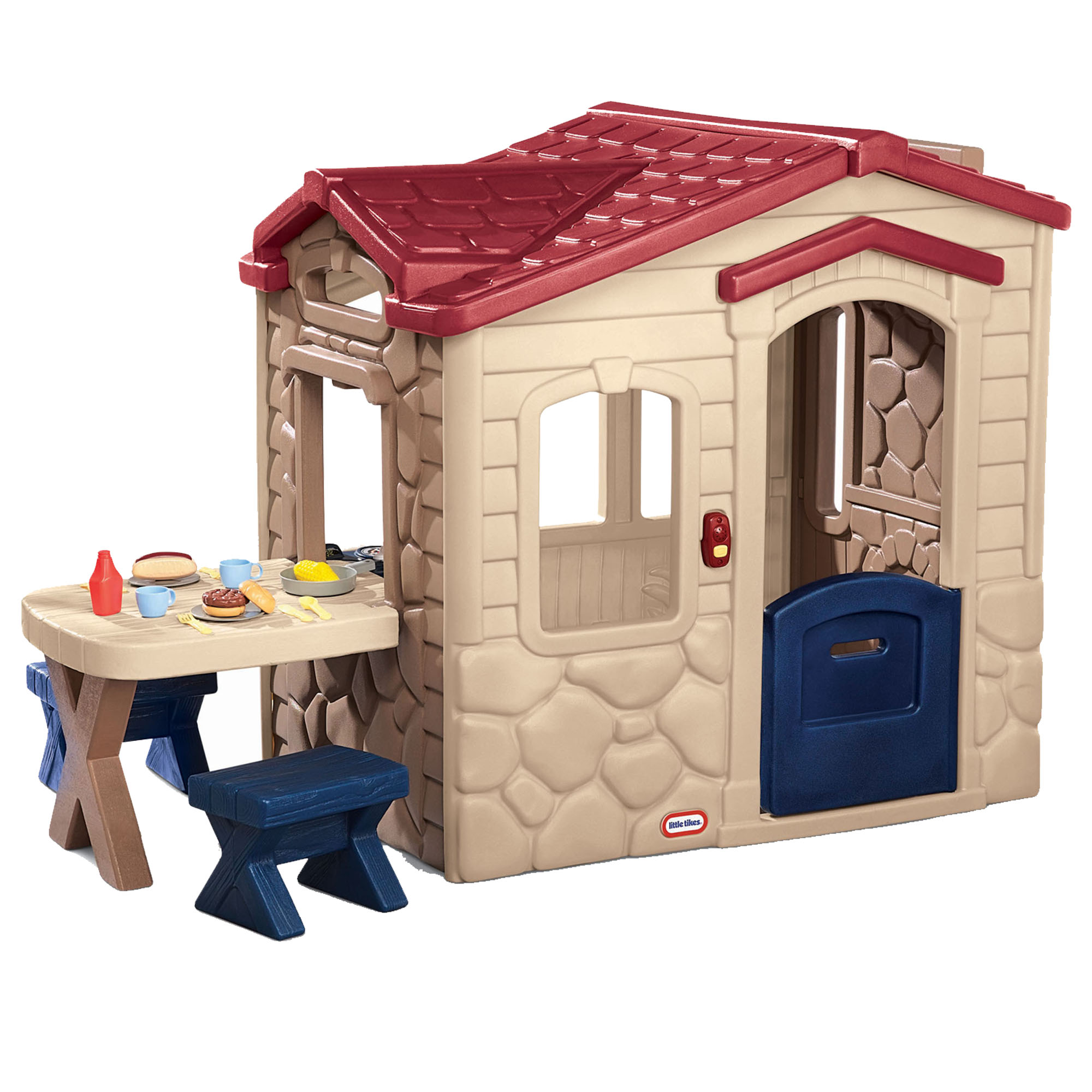 Little Tikes Picnic on the Patio Playhouse with 20 Play Accessories, Working Doorbell, Indoor and Outdoor Backyard Toy, Tan- For Kids Toddlers Boys Girls Ages 2 3 4+ Year Old - image 3 of 5