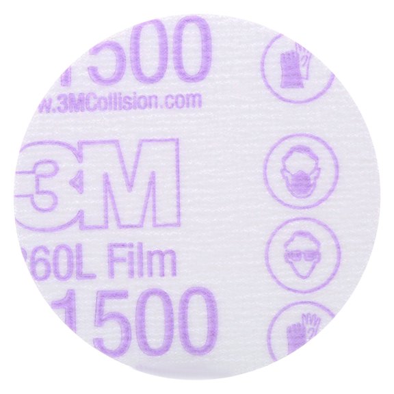 3M 907 - Hookit 260L 3" 1500 Grit Aluminum Oxide Hook-and-Loop White Finishing Film Discs