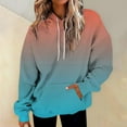 thumbnail image 2 of TRUBKH hoodies for women Fleece Sweatshirts womens long sleeve tops hoodie women pullover sweaters for women Sweatshirt With Gradient Letter Printed Pockets And Hooded Sweatshirt Blue M, 2 of 5