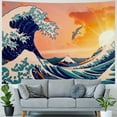 thumbnail image 4 of PRATYUS The Great Wave Tapestry Japanese Ocean Wave Wall Tapestry Cherry Blossom  Sunset Tapestry Mountain Hanging Kanagawa Tapestry for  Living Room Bedroom Decorations  Painting, 4 of 6