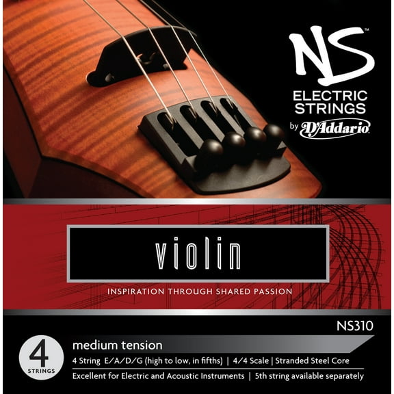 D'Addario NS Electric Violin String Set, 4/4 Scale, Medium Tension