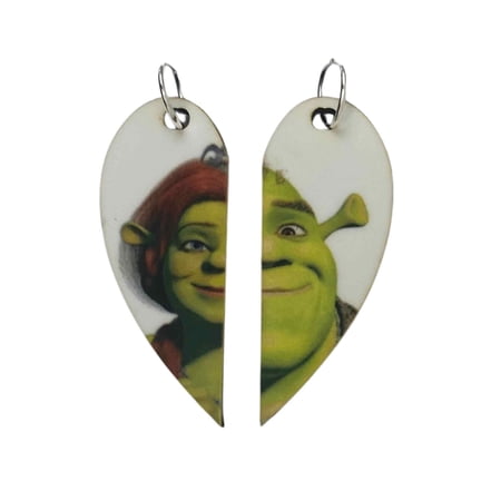 Shrek and Fiona Matching Heart Necklaces Keyrings or Earrings | Couples or BFF Gift | Shrek Gifts for Him or Her