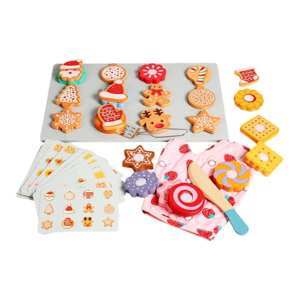 Juego de comida para cortar y hornear galletas, regalo de cumpleaños, juguete educativo, accesorios para niños y niñas, bandeja de madera para