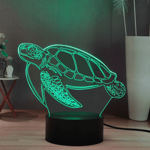 Animal 3D LED Night Light, Turtle Cartoon Decor Desk Lamp, Smart Touch