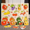thumbnail image 2 of Wooden Puzzle Board With Graspable Pieces Fruit Shape Matching Cognizant Learning Toy For Early Education, 2 of 6