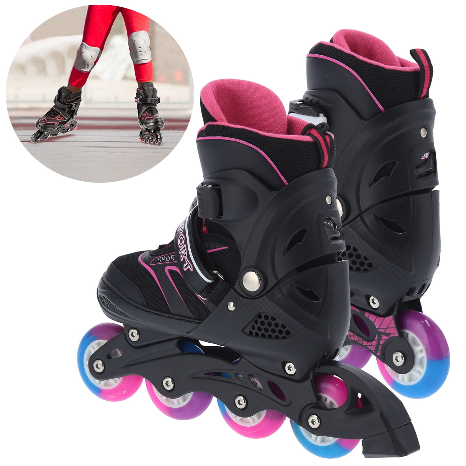 EECOO Inline Skates for Kids Children Adjustable Roller Skates Colorful