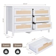 thumbnail image 6 of 6-Drawer Rattan Dresser, EVMORE 48"W Chest of Dressers, Wooden Long Storage Cabinet Bedside Table TV Stand for Bedroom, Living Room and Entryway, 6 of 7