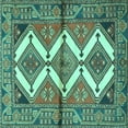 thumbnail image 1 of Ahgly Company Machine Washable Indoor Square Persian Turquoise Blue Traditional Area Rugs, 6' Square, 1 of 4