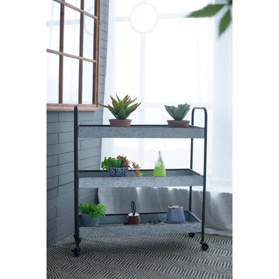 35x12.5x40" Homestead Galvanized Shelf Display 3-tier
