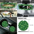thumbnail image 5 of Yuyamidu St. Patrick's Day Car Seat Covers Full Set of 14 Green Leaf Steering Wheel Cover Safe Belt Pads Handbrake Cover Set Coasters Trash Can Rear View Mirror Cover Car Center Console Cover, 5 of 7