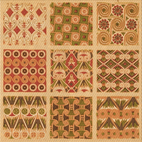 Ahgly Company Indoor Square Patterned Cantaloupe Orange Area Rugs, 8' Square