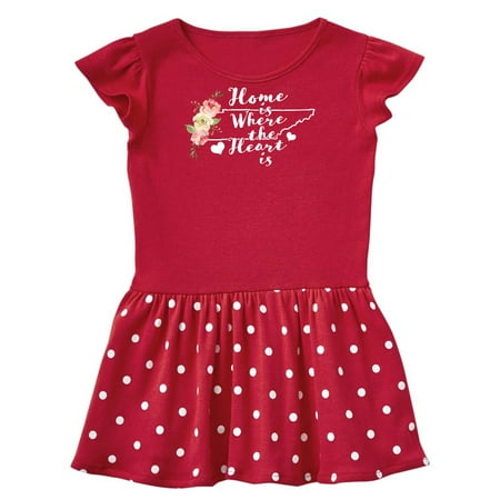 

Inktastic Tennessee Home is Where The Heart is with Watercolor Floral Gift Toddler Girl Dress