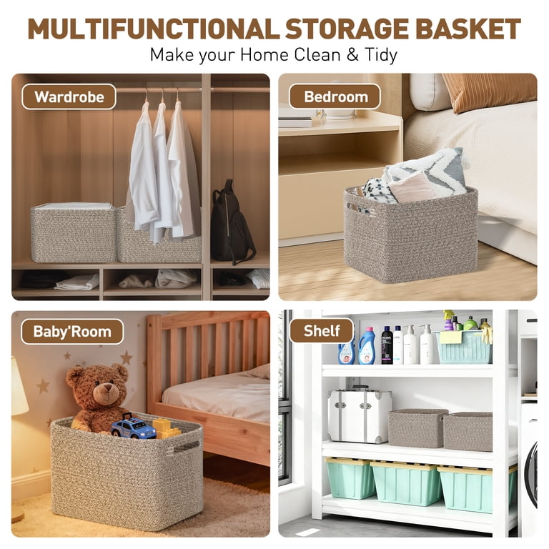 Xueyu Woven Cotton Rope Storage Baskets, 3-Pack photo 5