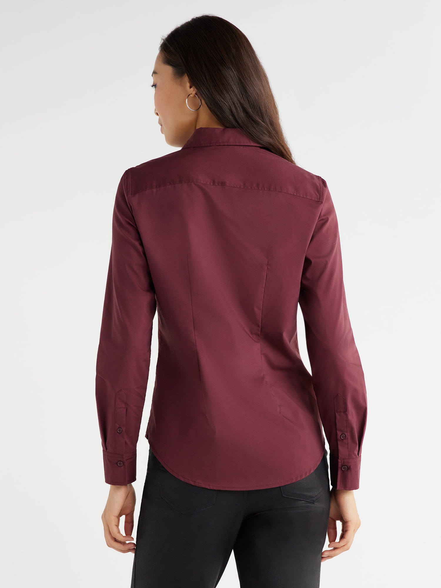 Time and Tru Women's Woven Button Down Shirt, Sizes S-XXXL