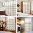 thumbnail image 7 of No Hook Shower Curtain, Beige Stripes Shower Curtains for Bathroom with See Through Top Window, Farmhouse Striped Modern Aesthetics Waterproof & Washable Bath Curtain Extra Long 72"x84", 7 of 7