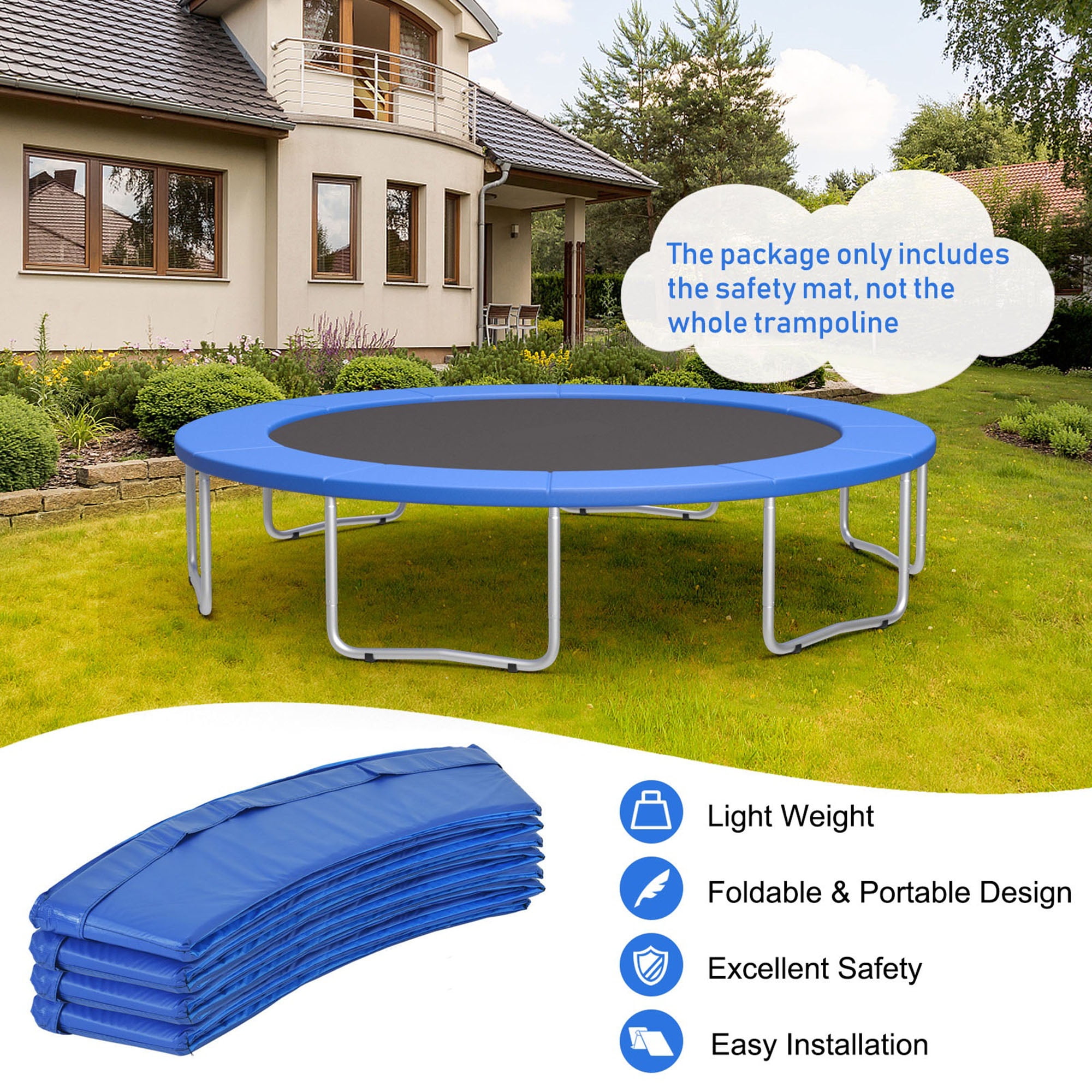 Gymax 16FT Trampoline Replacement Safety Pad, Multi-color PVC Cover, Edge  Protection - Walmart.com, image size:2000x2000