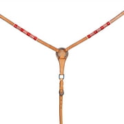 BE BAR H EQUINE Red Rawhide Horse Western Leather Breast Collar Tan