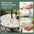 thumbnail image 5 of Round Outdoor Tablecloth with Umbrella Hole and Zipper, Yellow Spring Floral Tablecloth with Elastic Waterproof, Flowers Botanical Elegant Pastoral Patio Table Covers for 31" - 35" Pool Tables, 5 of 9