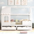 thumbnail image 2 of Cama casita cama infantil cama juvenil 200x90 con protección anticaída, versátil cama infantil de madera para niños y niñas, cajones blancos, cama infantil de madera maciza con ventana anticaída y somier, blanco esquí esquí Gafas de esquí, 2 of 5