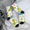 thumbnail image 5 of Rateoe Cartoon Frogs for Women Casual Calf Socks - Cute Crew Socks - Thin Soft Above Ankle Socks Size 5-11, 5 of 6