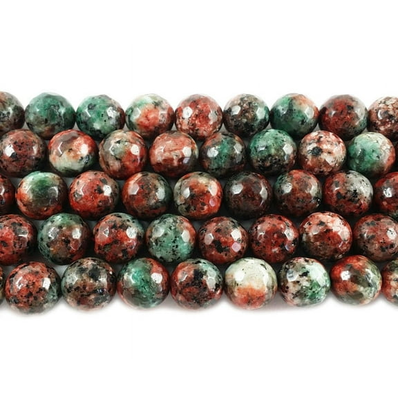 10mm Multi Color Red And Green Jade Faceted Round Beads Genuine Gemstone Natural Jewelry Making