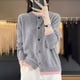 thumbnail image 4 of Cárdigan de cachemira para mujer, suéter de punto de lana a la moda para otoño e invierno, chaquetas sólidas, gruesas, cálidas, informales, prendas de punto sueltas, 4 of 5