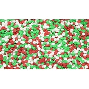 Confetti Christmas Sprinkles - 1 LB Resealable Stand Up Candy Bag - Christmas Themed Holiday Sprinkle Mix - White, Green, and Red Quins - Bulk Sprinkles for Baking and Decorating