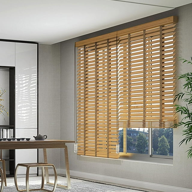 2" Slats Bamboo Blinds for Windows Blackout Shades Horizontal Window Blinds W20-72 H48 60" 64" 72" Blinds for Light ControlInside/Outside Mount Shades, Cordless(29" W x72 H)