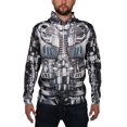 thumbnail image 3 of Faux Real Men's Robot Mask Hoodie, Silver, Small, 3 of 3