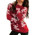 thumbnail image 3 of 2025 Chandail pour Femmes de Noël Flocon de Neige Tricoté Style Preppy Vêtements pour Femmes Chandail à Manches Longues Col Ras du Cou Chandail Funky Col Imprimé Chandail, 3 of 7