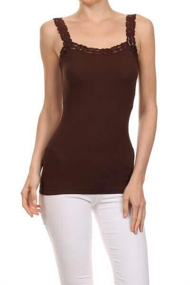 Women's Lace Detail Trim Cami - BROWN - Walmart.com