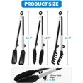 thumbnail image 3 of Kitchen Tongs for Cooking, 9 Inch Non Scratch Silicone Tip for Nonstick Cooking Pans, Food Grade Mini Serving Tongs, Pull Lock, Set of 3, Black (BLack, 12 inch), 3 of 4