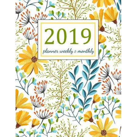 2019-Planner-Weekly-and-Monthly--Floral-Cover-A-Year--365-Daily--52-Week-journal-Planner-Calendar-Schedule-Organizer-Appointment-Notebook-Monthly--Setting-Happiness-Gratitude-Book-Volume-1