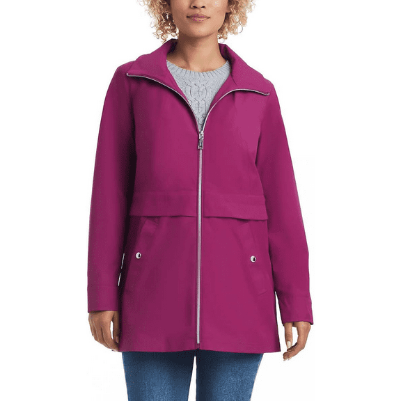 Vince Camuto Women's Lightweight Water and Wind Resistant Rain Jacket - (Pink, Large)